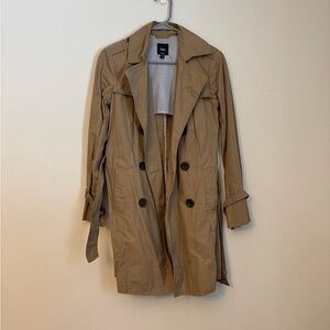XS GAP Classic Beige Double-breasted Lightweight Trench Coat